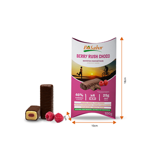 Barretta Energetica Berry Rush Choco Bisabor alle Mandorle con Ripieno al Lampone e Rivestimento al Cacao, Snack Salutare per Atleti, Confezione da 4x25g, Scatola da 10 - Product Image 2