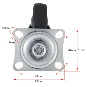 Trolley Wheels Caster 4 Inch TPR Stem Mounting Castor Wheels