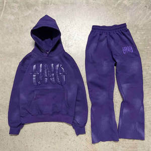 Conjunto Deportivo Personalizado de Alta Calidad con Capucha de Tres Capas, Pantalones Deportivos Holgados con Cierre, Traje Deportivo, Chándal con Lavado Ácido para Hombre, Invierno - Product Image 1