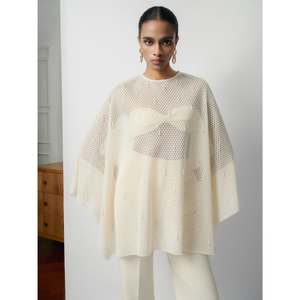 Superventas Oran Emb Lace Cape Back Button Venta al por mayor Ropa de mujer Relief 64% Algodón orgánico 36% Poliéster Marca Whiteant - Product Image 1