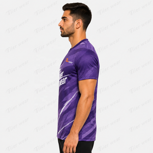 Maillot de football extérieur style col en V, écologique, séchage rapide, léger, en polyester, à manches courtes, uniforme d'équipe - Product Image 3