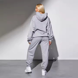 100% algodón poliéster ajuste relajado cintura alta mujeres Jogger gris claro Marl mujeres chándal transpirable personalizado - Product Image 6