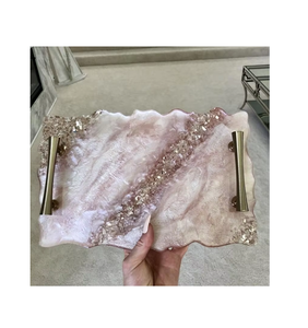 ถาดเสิร์ฟเรซินพร้อมที่จับทองเหลืองถาดรองแก้วทำด้วยมือถาดรองแก้วสำหรับตกแต่งดีไซน์ใหม่ขายดี - Product Image 4