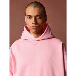 <b>Mens</b> Light <b>Pink</b> Hooded Sweatshirt Custom Logo Long Sleeve Pullover <b>Hoodie</b> Kangaroo Trackstar OEM Private Label - Product Image 2