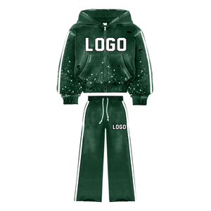 Custom Printing Oversized Tracksuit Streetwear Unisex Crop Hoodie & Stacked Jogger Tracksuit For Streetwear - Product Image 3
