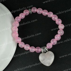 Rose Quartz Faceted Bead Bracelet 8mm with Heart Charm-Natural Crystal Jewelry for Love & Self-Love - Product Image 5