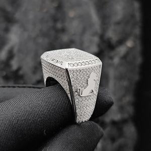 Iced Out Custom Letter 925 Sterling <b>Silver</b> Rhodium Plated VVS Moissanite Diamond Sparkling Luxury <b>Statement</b> <b>Ring</b> For Unisex - Product Image 4