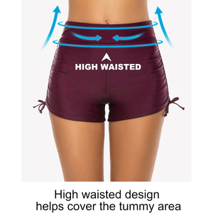 Traje de baño de carreras de cintura alta Vintage para mujer, pantalones cortos con parte inferior de Bikini fruncido con Control de barriga/calzoncillos Tankini, trajes de baño - Product Image 3