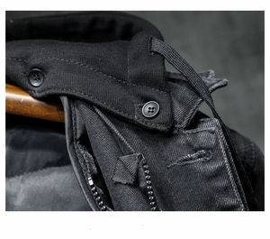 Chaqueta de Mezclilla con Capucha para Hombre, Invierno 2025, Negra y Azul, Gruesa, Cálida, Forrada de Lana, Formal, Casual, con Botones, Estilo Urbano, Vintage, Talla Grande - Product Image 6