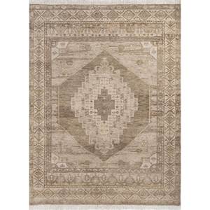 Alfombra de Lana Anudada a Mano LCA-904, Color Tomillo Beige Marrón, con Medallón, para Sala de Estar, Pasillo, Entrada, Dormitorio, Rectangular, Inspirada en un Rompecabezas - Product Image 1