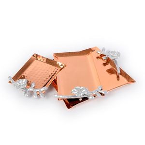 แฮนด์เมดคุณภาพระดับพรีเมียมตกแต่งจับตอกโลหะทองแดงสีจานเสิร์ฟ - Product Image 1