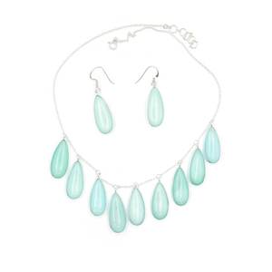 925 Sterling Silver Natural Blue <b>Onyx</b> Teardrop Fine Jewelry Set <b>Necklace</b> and Earrings with Blue Gemstones for Weddings - Product Image 2