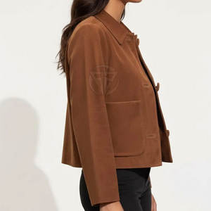 Luxury Winter Suede Leather Knitted <b>Jacket</b> with Breathable Design Elegant Finish Eco-Friendly Features - Product Image 4