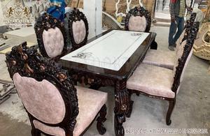 Antique Wooden Carved Modern Style <b>Dining</b> <b>Table</b> Set with Customized Size and Personalized Color Premium Quality Teak Wood UK - Product Image 3