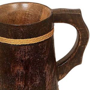Jarra de cerveza de madera artesanal de primera calidad con mango cómodo y detalles de cuerda para fiestas y uso doméstico - Product Image 5