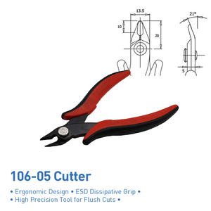 Pince à dénuder et à couper ergonomique HAKKO série 106, qualité industrielle, métrique, avec clip de sécurité, coupe à plat, lame courte inclinée - Product Image 5