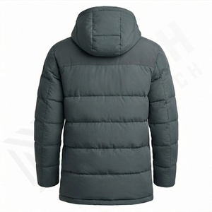 Veste parka pour homme, longueur longue, fermeture éclair diagonale, capuche élégante, manteaux chauds, multi-poches, vêtements d'extérieur thermiques coupe-vent épais pour l'hiver - Product Image 2