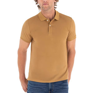 Chemises polo unies à manches courtes et coupe régulière pour hommes, mode de rue, logo brodé en coton 100%, t-shirt polo de golf évacuant l'humidité - Product Image 2