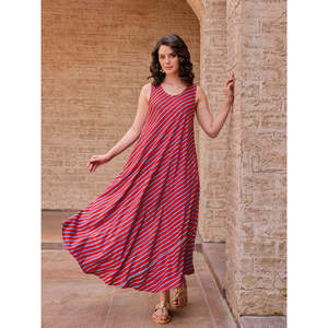 Robe longue sans manches Vedika - Robe de soirée élégante sans bretelles avec motifs floraux rayés et unis - Product Image 2
