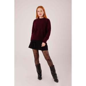 Pull en tricot bordeaux à col rond, style uni, décontracté, vente en gros - Product Image 5