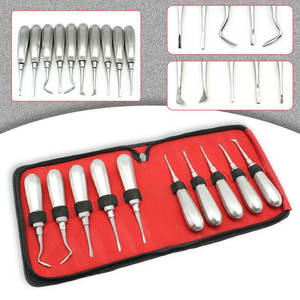 Kit de dents d'extraction dentaire minimalement invasive Pince à racines incurvée droite en acier inoxydable Instruments chirurgicaux à base chirurgicale - Product Image 1
