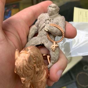 Pendentif Gorille 3D Personnalisé de Haute Qualité, Breloque Hip Hop Iced Out, Diamant Simulé, Argent Sterling 925 Plaqué Or 14K, Bijou Bling - Product Image 5