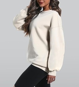 เสื้อสเวตเตอร์ผู้หญิงคอตตอนเนื้อนุ่มแบบสวมหัวทรงหลวมมีปกด้านข้าง - Product Image 4