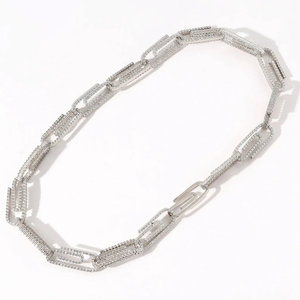 Bijoux fantaisie Hip Hop, chaîne à clips en papier, chaîne polyvalente de style INS, design géométrique, chaîne cubaine en moissanite pour hommes et femmes - Product Image 4