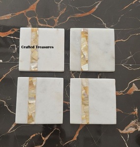 ชุดที่รองแก้วไม้ถูพื้นหินอ่อนทำด้วยมือของอินเดียเสื่อ/แผ่นรองแก้วเป็นมิตรต่อสิ่งแวดล้อมหรูหราและน่ารักสำหรับคลับซื้อเลยตอนนี้! ที่รองแก้วหินอ่อนธรรมชาติ - Product Image 3