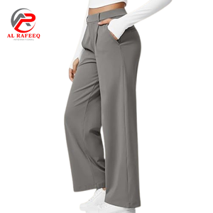 <b>Womens</b> Casual Business Work trouser High Waist Adjustable Knot Wide <b>Leg</b> Flat Front <b>Cargo</b> Style Elastic Mid Waist Loose Pockets - Product Image 3