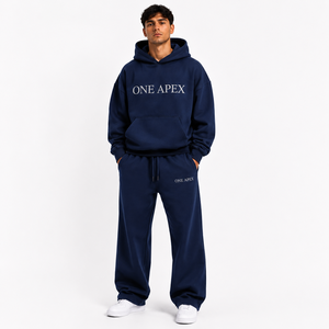 Ensemble de survêtement pour homme en coton épais de qualité supérieure, coupe droite, beige, avec sweat à capuche et pantalon de survêtement à jambes larges, séchage rapide, style streetwear décontracté d'été - Product Image 5