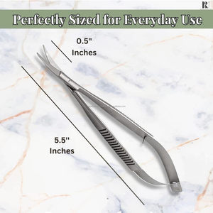 Ciseaux à ressort micro-courbés de 4,5 pouces en acier inoxydable pour couture, broderie, toilettage, appliqué, logo personnalisé, vente en gros - Product Image 6