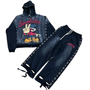 กางเกงขาบานเอวสูงใส่สบายกางเกงผ้าคอตตอนแท้มีฮู้ดสั่ง100% - Product Image 1