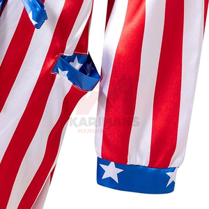 Disfraz de Boxeo con Bandera Estadounidense de Satén para Adultos, Conjunto de Bata y Pantalones Cortos con Temática de Estados Unidos, Disfraz de Halloween y Fiestas de Combate - Product Image 6