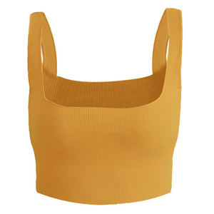 Top corto de algodón blanco de alta calidad para mujer, camiseta sin mangas de punto acanalado de marca personalizada, estilo Sexy, ropa de longitud corta transpirable - Product Image 1