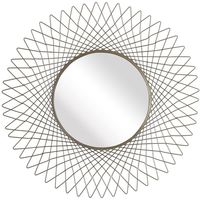 Espejo de Pared Geométrico Irregular METAL WAVE Contemporáneo con Marco de Hierro, Iluminación y Acabado Hecho a Mano para Bodas