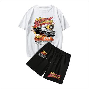 Customized Breathable Mens Summer Streetwear Two Piece Boxy Fit T-Shirt and Shorts Set with Solid Pattern in Polyester/Cotton - Product Image 1
