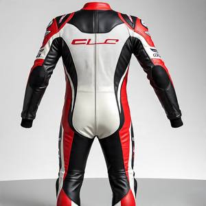 Combinaison de course en cuir de moto personnalisée | Logos brodés de col de confort avec fermetures éclair de ventilation | Blindé CE | Coupe sur mesure - Product Image 1