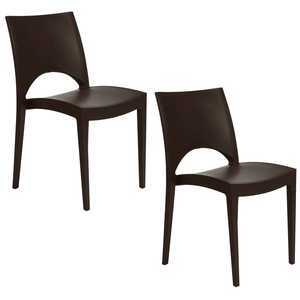 GRANDSOLEIL 2 chaises de jardin en polypropylène couleur moka 47x51x80 cm chaise d'extérieur empilable avec accoudoirs - Product Image 1