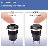 Interrupteur à bouton-poussoir verrouillable 19 mm avec LED blanche 12 V CC 1NO1NC SPDT, prise de câblage marine à piston