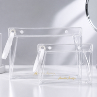 Sac de maquillage en PVC transparent avec logo personnalisé, sac cosmétique en PVC imperméable avec fermeture éclair, sac de toilette de voyage, emballage en gros