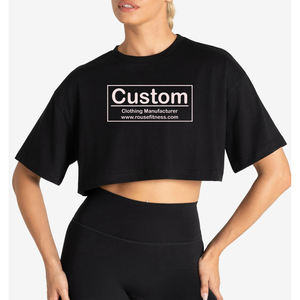 T-shirt en coton lourd tendance à la mode, coupe courte, surdimensionné, streetwear pour femmes, vente en gros personnalisée - Product Image 2