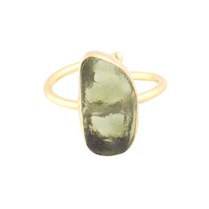 New Fashion High Quality Natural Raw Moldavite Gemstone <b>Rings</b> Ravishing Gold Plated Handmade Open <b>Adjustable</b> <b>Rings</b> Gift for Her - Product Image 4