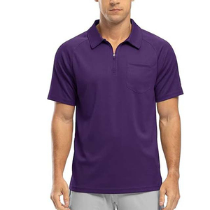 Polo de golf à fermeture éclair et imprimé à motif uni pour hommes, vêtements de sport à manches courtes et à séchage rapide, vêtements d'été de grande taille - Product Image 1