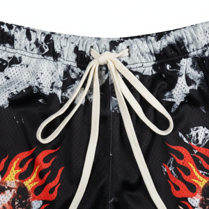 Shorts de basket-ball pour hommes en tissu de laine peignée vierge, taille haute, fermeture à cordon, coupe-vent, respirant, 100% polyester, vente en gros - Product Image 5