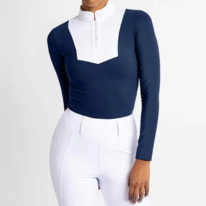 Camiseta ecuestre de manga larga para mujer, camiseta ecuestre de equitación, camiseta ecuestre de servicio OEM, camiseta para montar a caballo - Product Image 1