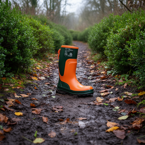 Bottes de sécurité forestières en olivier/orange taille 41, gants de jardin en caoutchouc naturel et équipement de protection - Product Image 3
