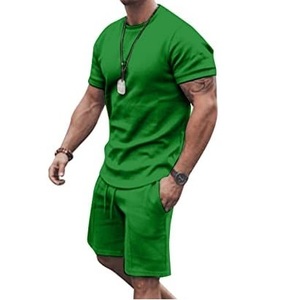 Verde Sólido Cintura Alta Secado Rápido Transpirable Jogging Correr Casual Deportes Activewear 2 Piezas Verano Conjunto Corto Estilo Formal - Product Image 1