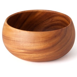 Bol en bois fini naturel pour la restauration hôtelière, vaisselle, saladier décoratif en noyer, saladier de cuisine - Product Image 1