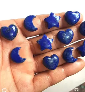 Top Quality Lapis Lazuli Heart Shape Stone Lapis Lazuli Star Carved Gems Lapis Lazuli Moon Carving Gemstone For Party Wear